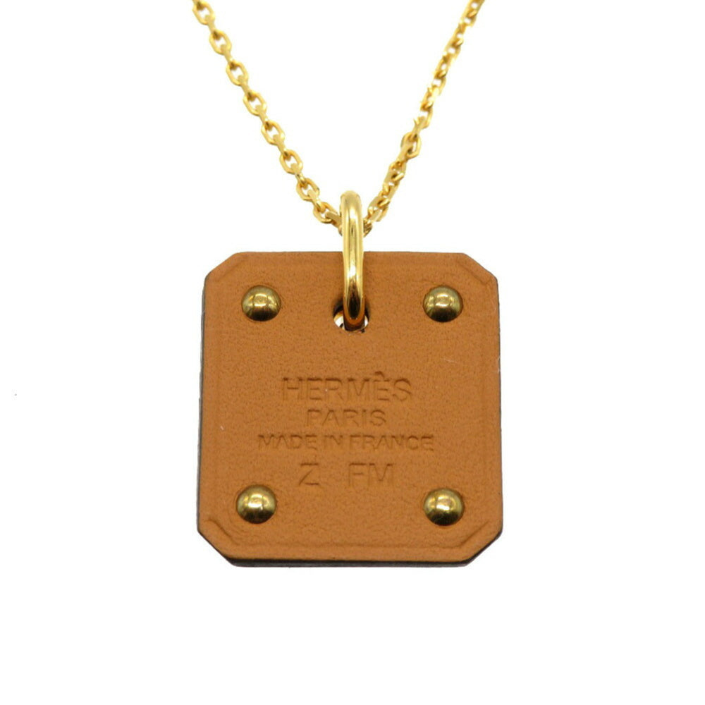 Hermes As de Coeur PM Heart Swift Leather Gold Z Stamped Necklace 0236 HERMES — Like New
