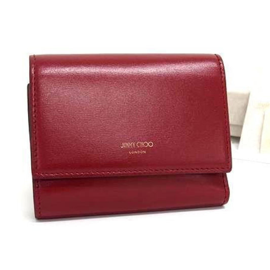 JIMMY CHOO Malinda Wallet - Red Leather Women's Tri-fold