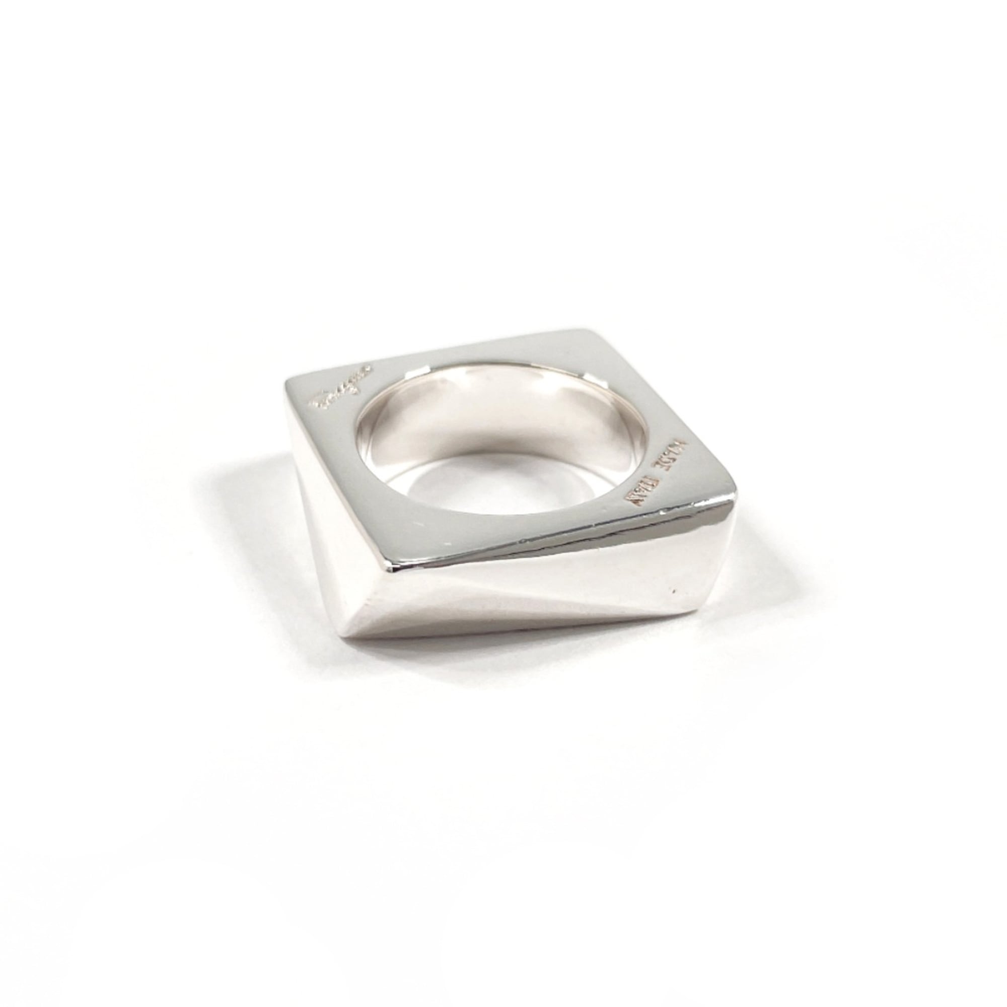 Salvatore Ferragamo Square Ring, Sterling Silver 925, Size 9, Silver, Women's — Like New