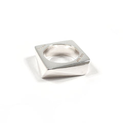 Salvatore Ferragamo Square Ring, Sterling Silver 925, Size 9, Silver, Women's — Like New
