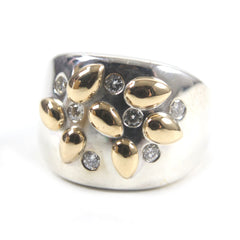 HERMES Vintage Gaucho Ring, 925 750 Sterling Silver with 7 Diamonds, Size 52, Weight 13.6g, Men's — Like New
