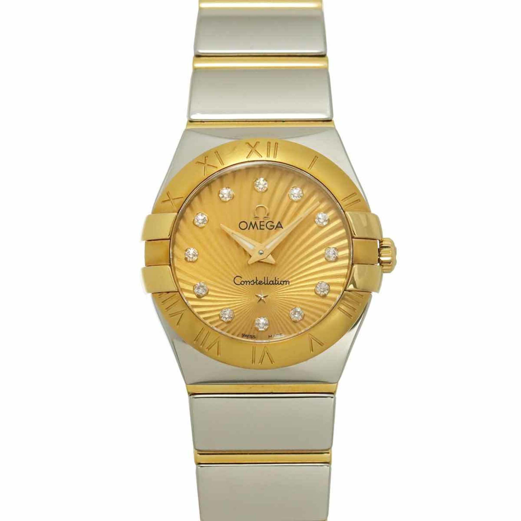 Omega Constellation Brushed Two-Tone 123 20 24 60 58 002 Ladies' Watch Gold 18KYG Yellow Quartz — Very Good