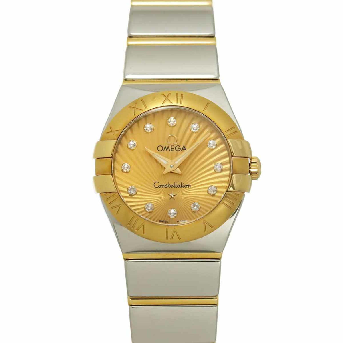 Omega Constellation Brushed Two-Tone 123 20 24 60 58 002 Ladies' Watch Gold 18KYG Yellow Quartz — Very Good