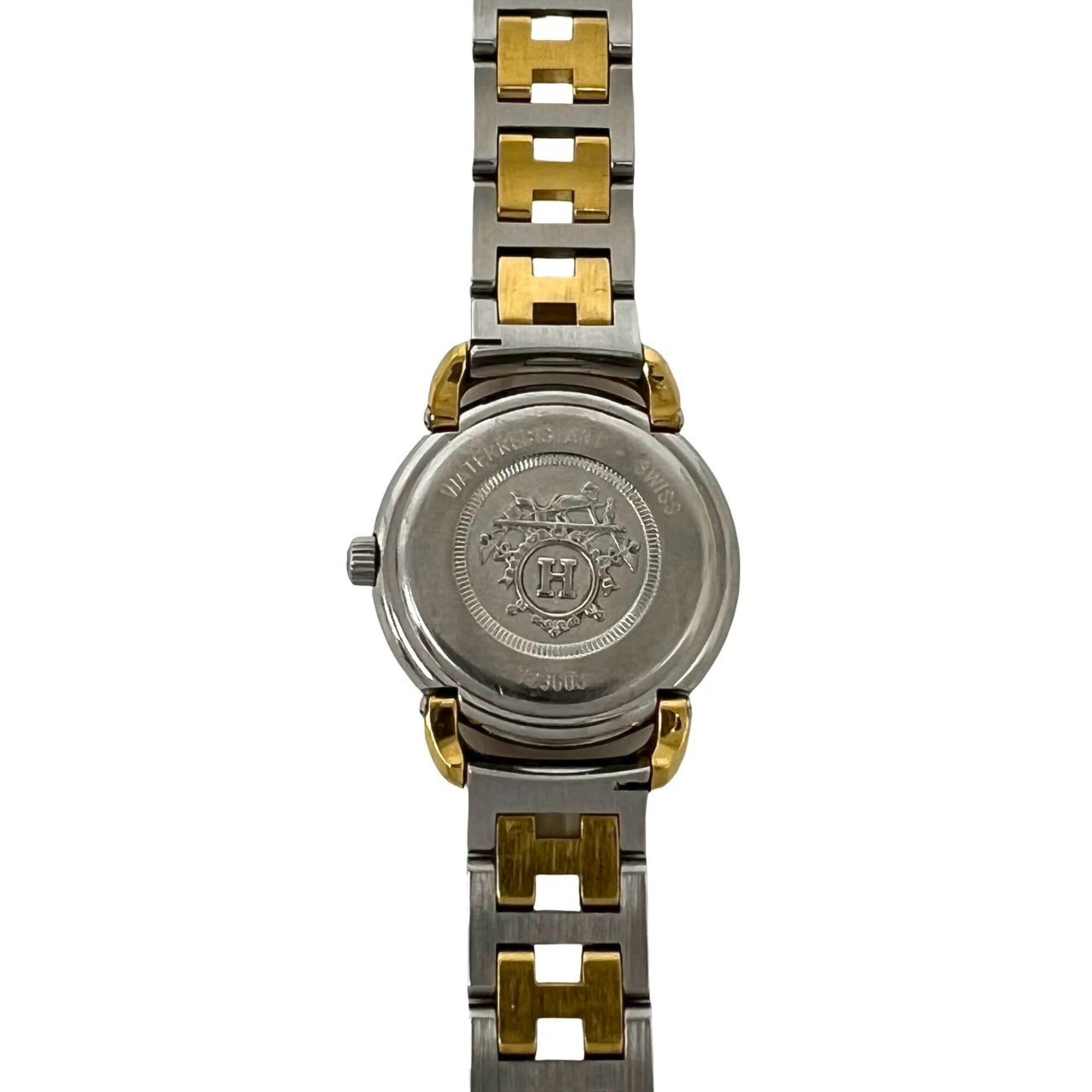 HERMES Pullman Stainless Steel GP Quartz Wristwatch Gold Silver 25057 — Good