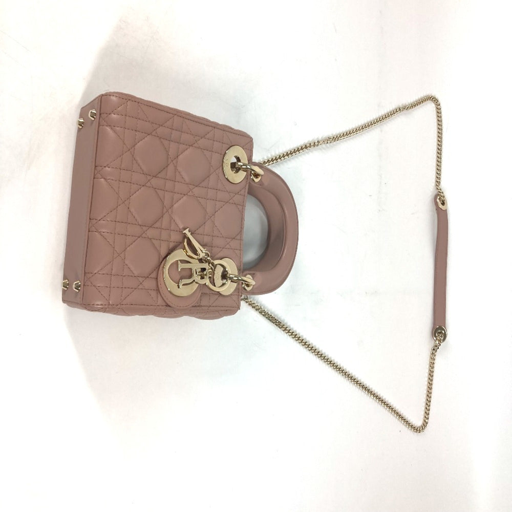 CHRISTIAN DIOR M0505ONGE_M50P Lady CHRISTIAN DIOR Cannage Chain Shoulder Bag Crossbody Bag Hand Bag Pink BeigeBased — Like New