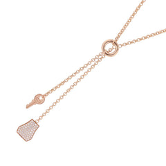 Hermes Kelly Clochette PM Necklace with 104 Diamonds (0.53ct total) in 18K Pink Gold. HERMES pendant, diamond — Like New