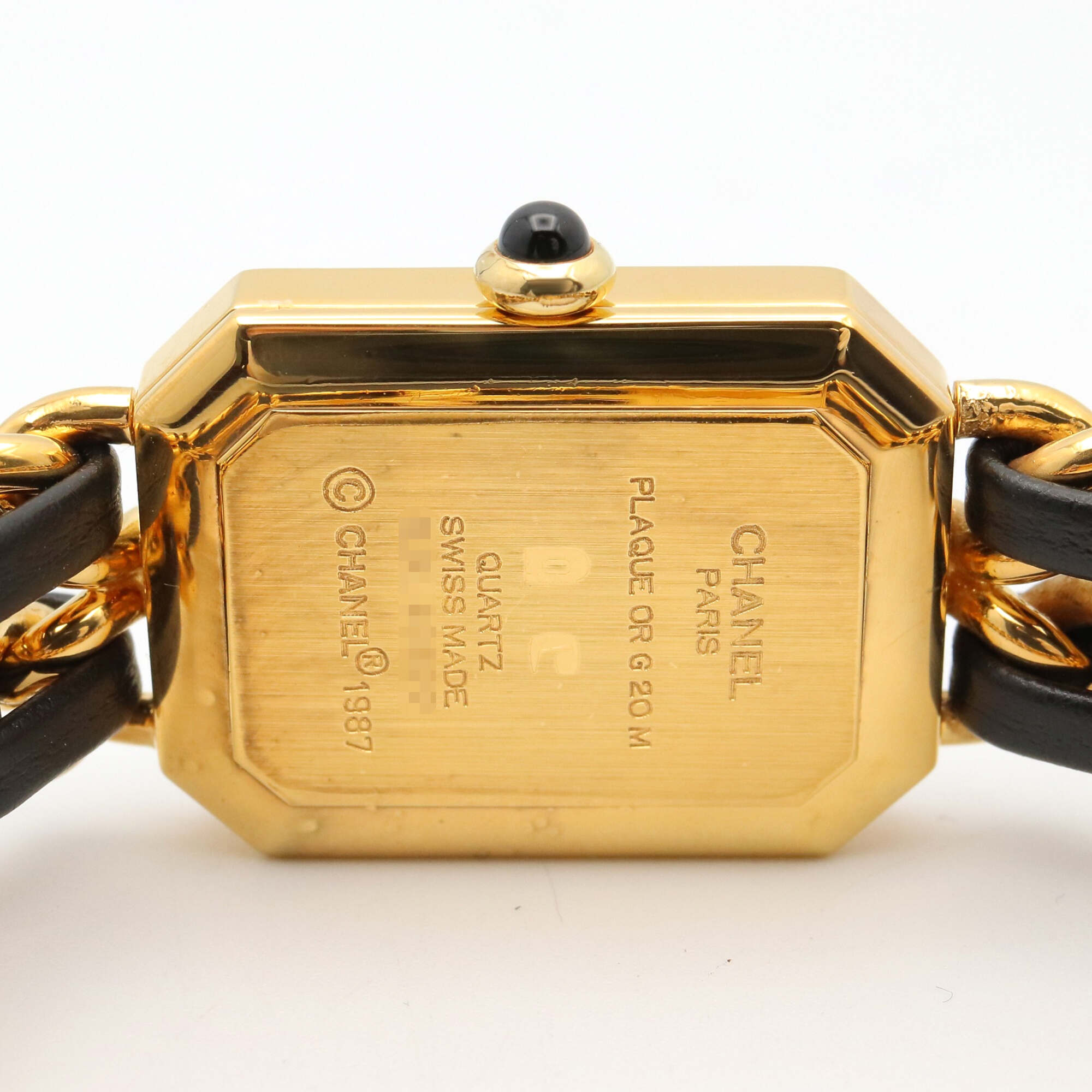 Chanel CHANEL Première XL Watch, Gold Plated (GP), Leather Strap, Women's, Black, H0001 — Very Good