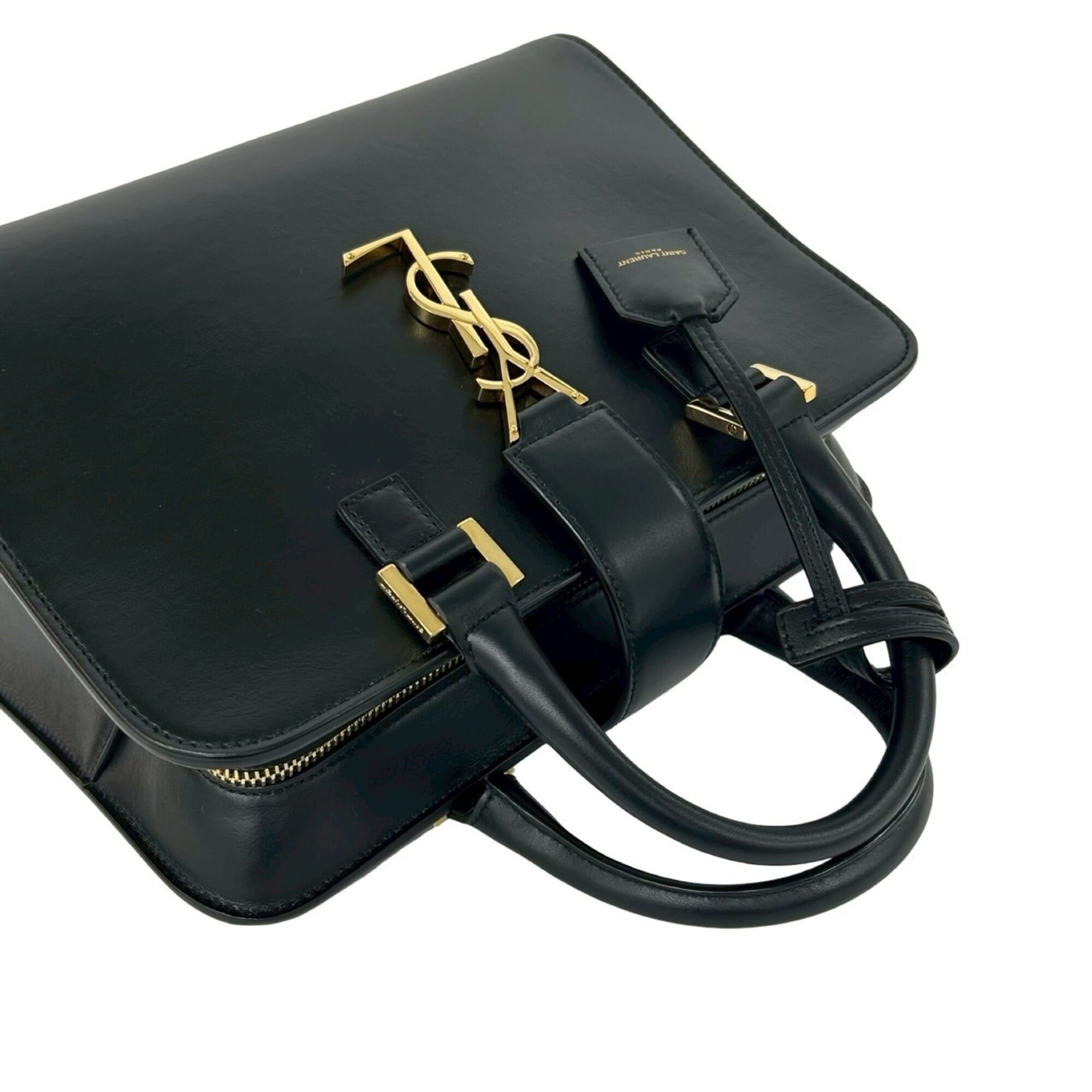 YVES SAINT LAURENT Baby Cabas YSL Leather 2-way Shoulder Bag/Handbag Black 10828 — Like New