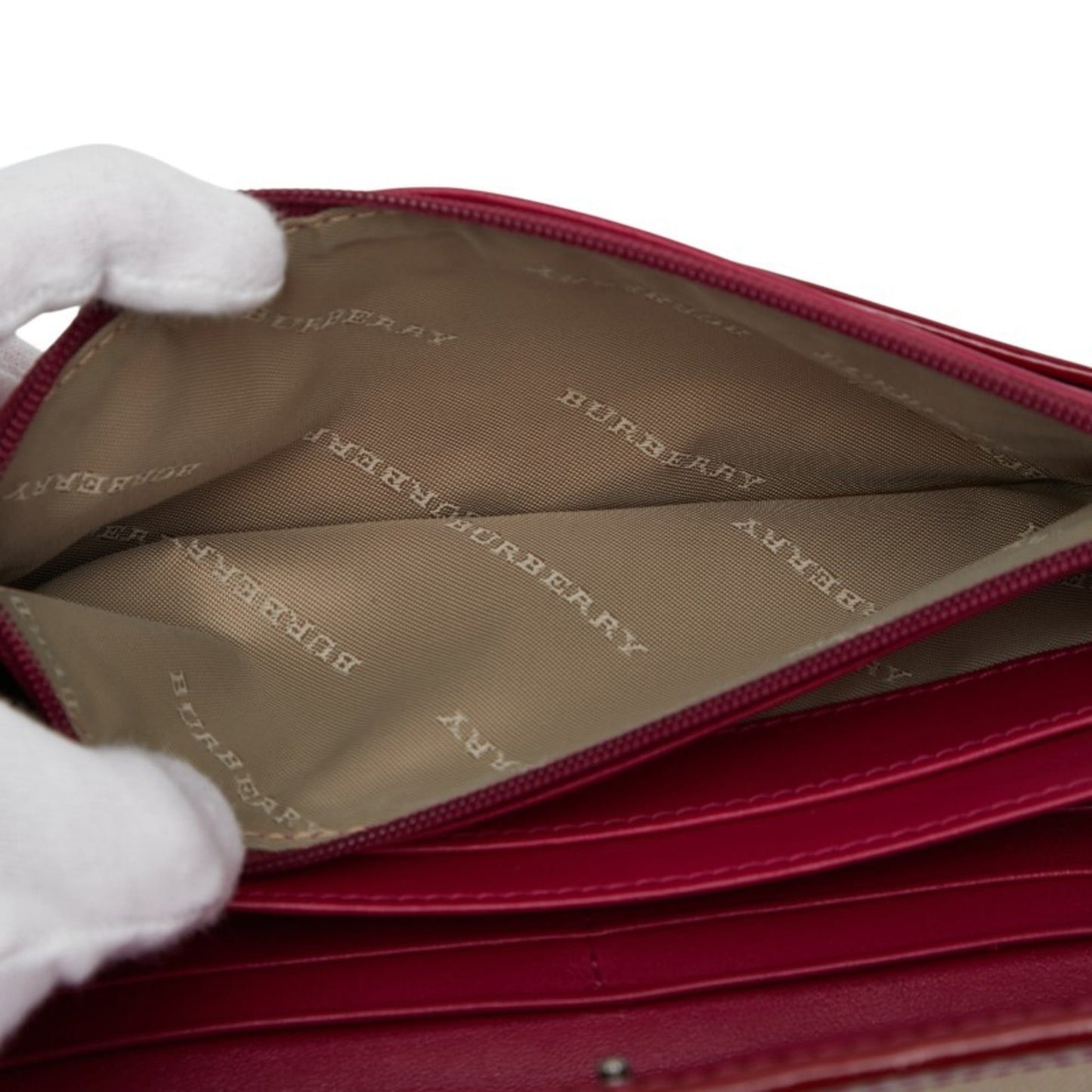 Burberry Nova Check Long Wallet in Red and Beige Leather for Women