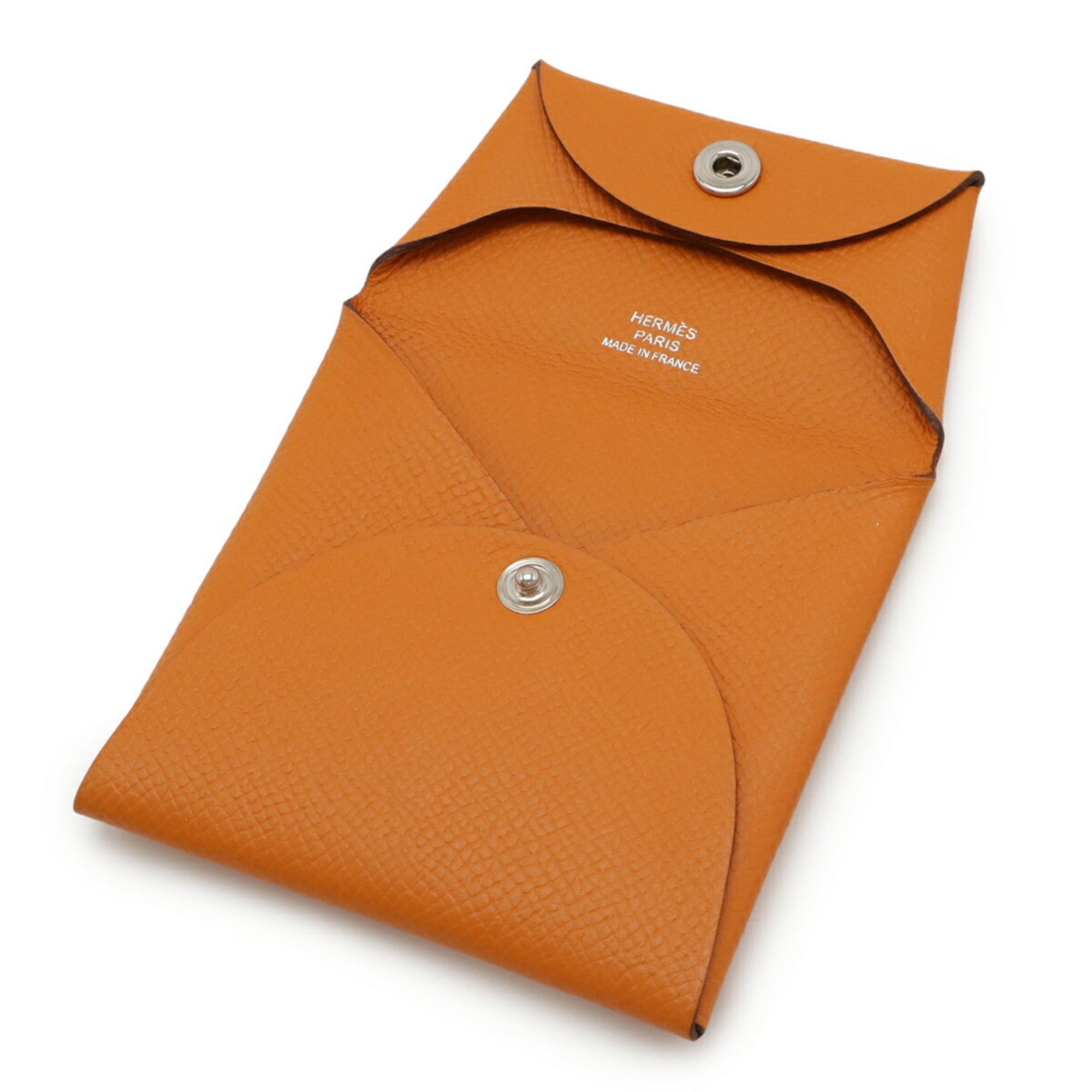 HERMES Bastia Coin Purse, Epsom Leather, Orange, D Stamp
