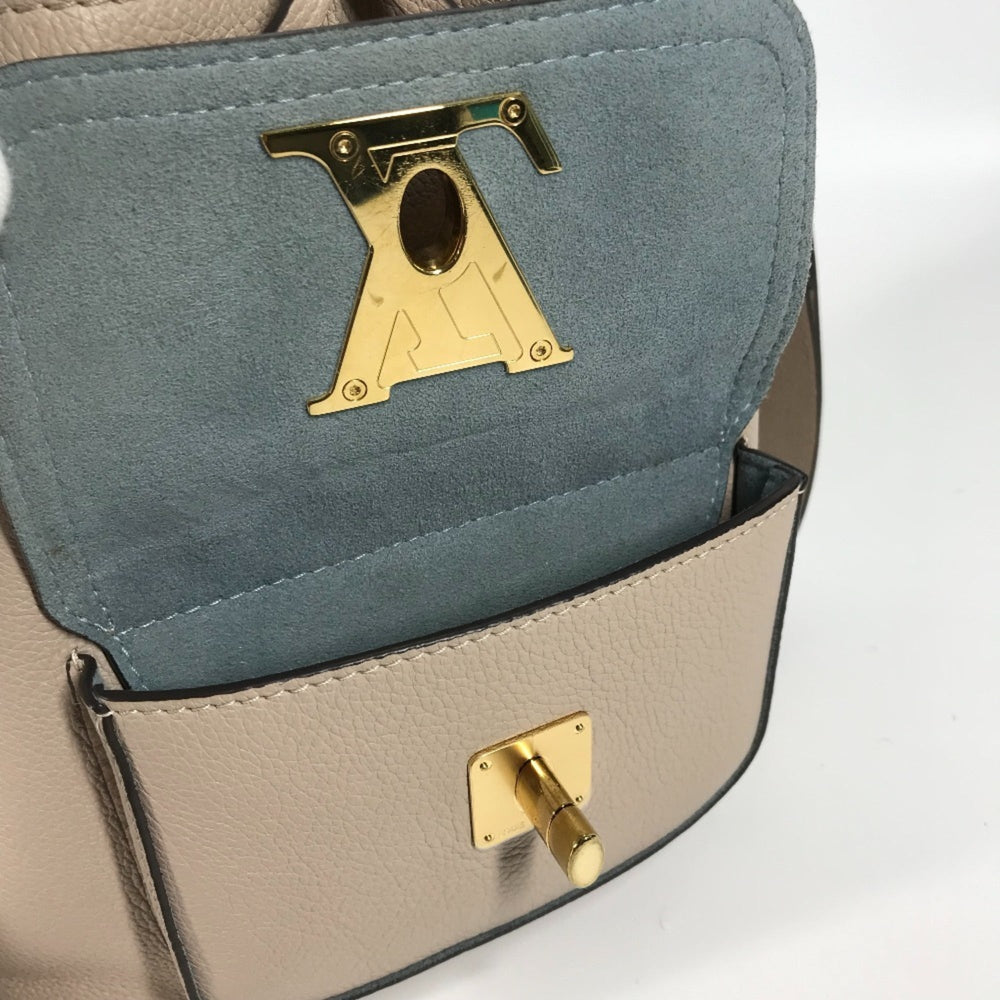 LOUIS VUITTON M57688 Lockme Bucket NV Handbag, 2-Way Drawstring Shoulder Bag, Leather, Women's, Sand Beige — Like New