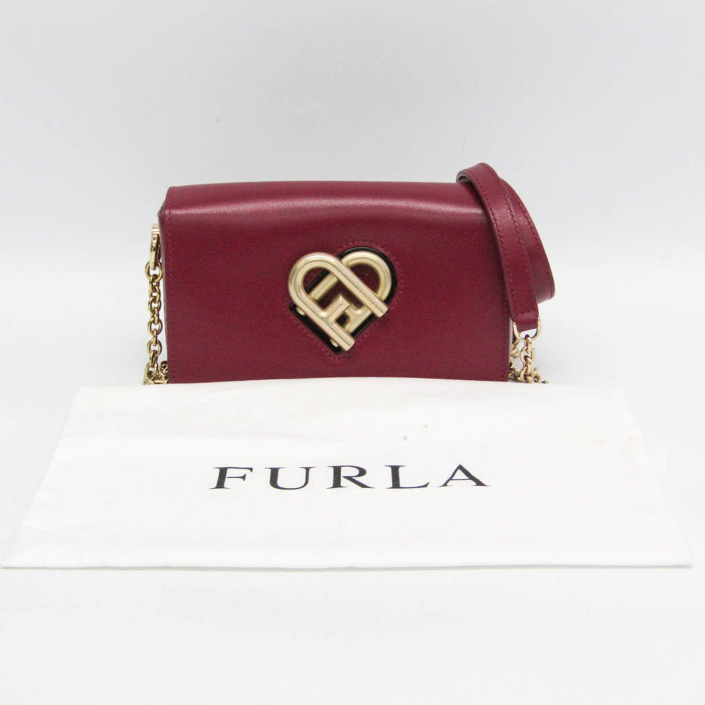 Furla Chain Women's Leather Shoulder Bag Bordeaux