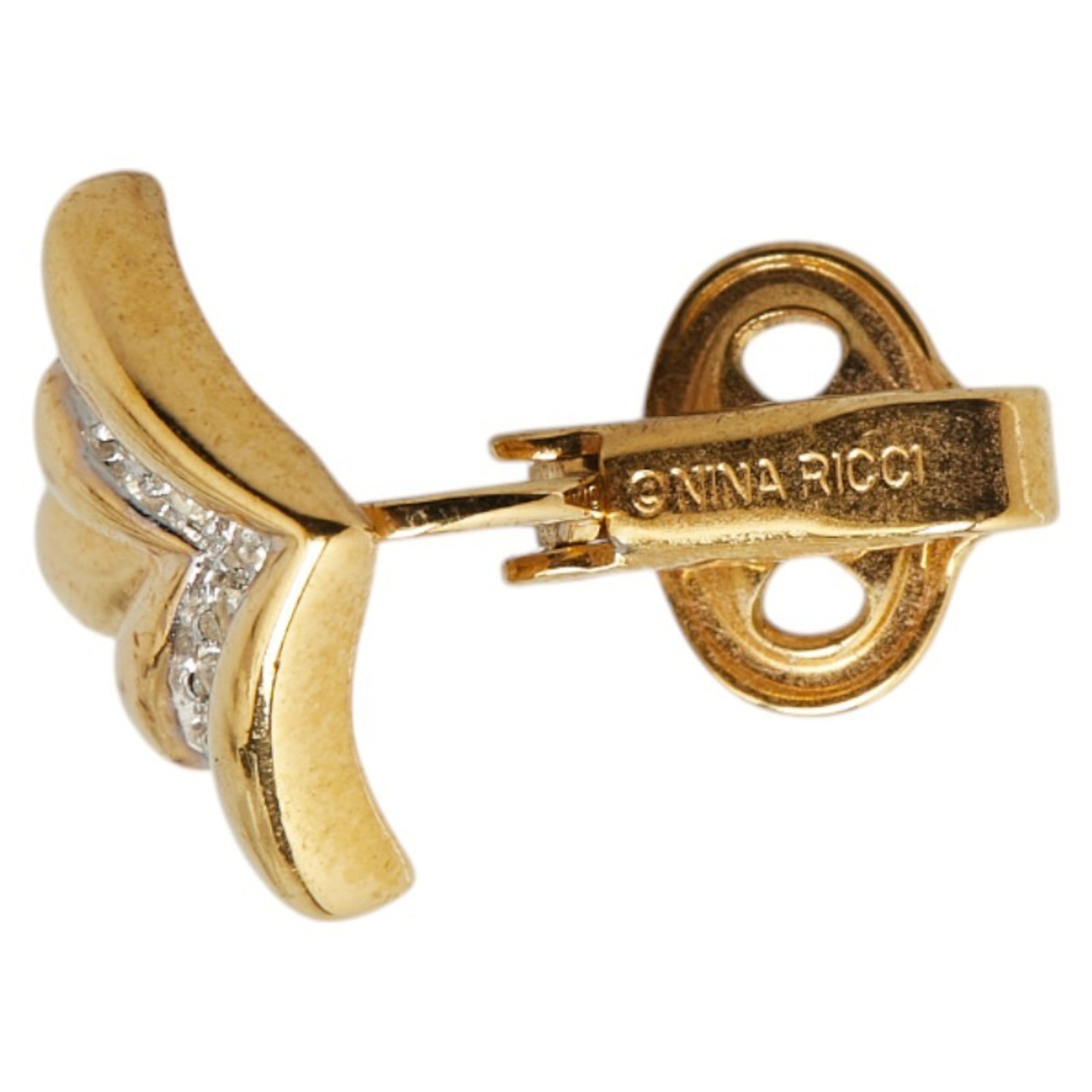 Christian Dior Dior rhinestone earrings, gold plated, for women.