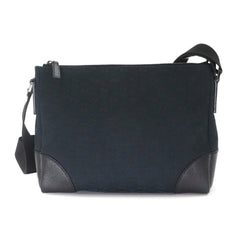 Gucci GG Canvas Shoulder Handbag, Leather, Black, 114273, Silver Hardware — Like New