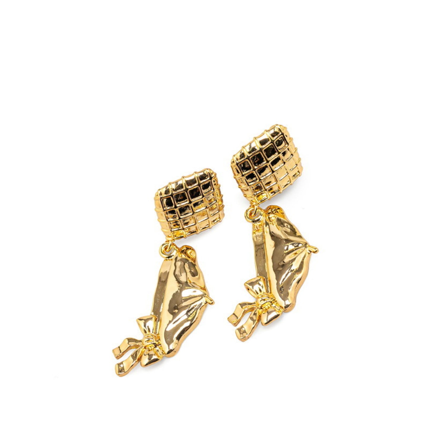 Chanel Matelasse Hat Motif Earrings Gold Plated Women's CHANEL