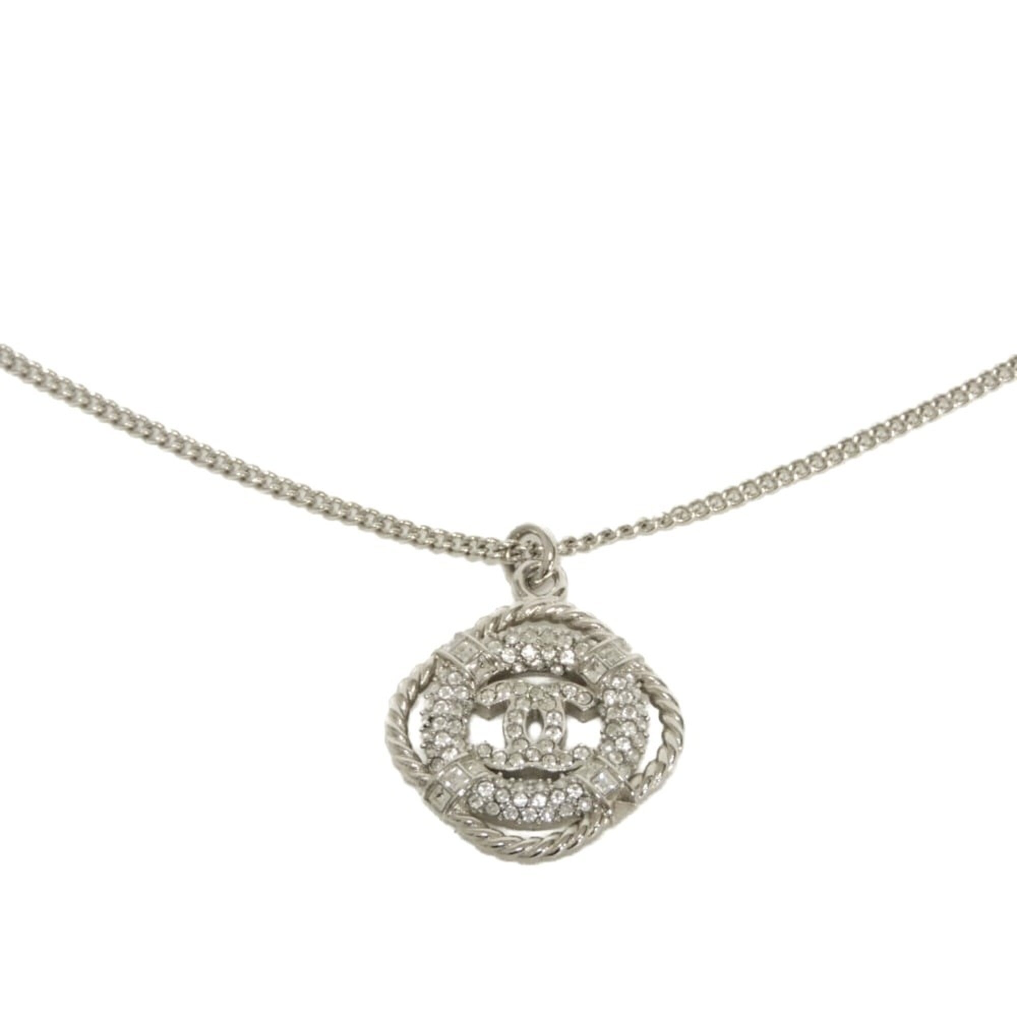 Chanel necklace, Coco Mark crystal rope circle lifesaver round rhinestone B19C CC mark clear AB0515 women's — Like New