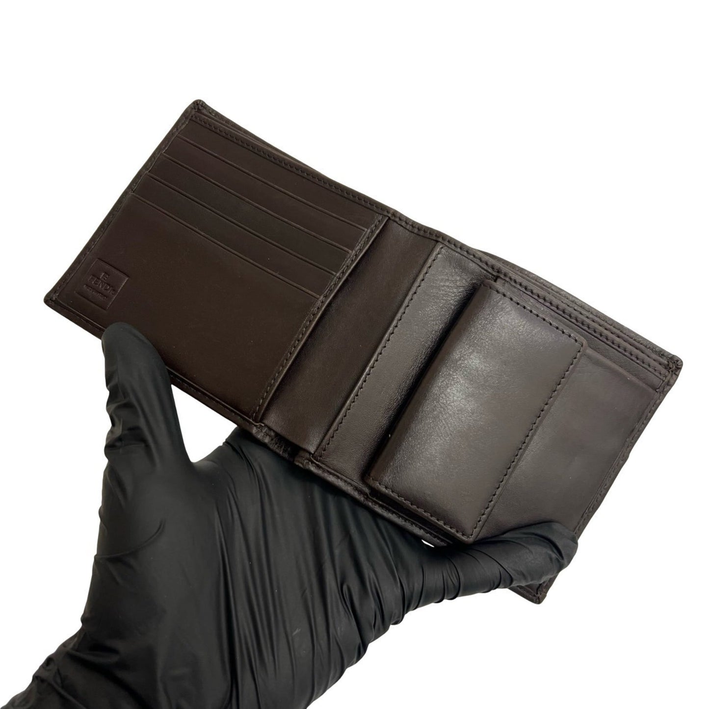 FENDI Zucca FF Pattern Canvas and Leather Bifold Wallet with Mini Card Case, Brown Black, 98030