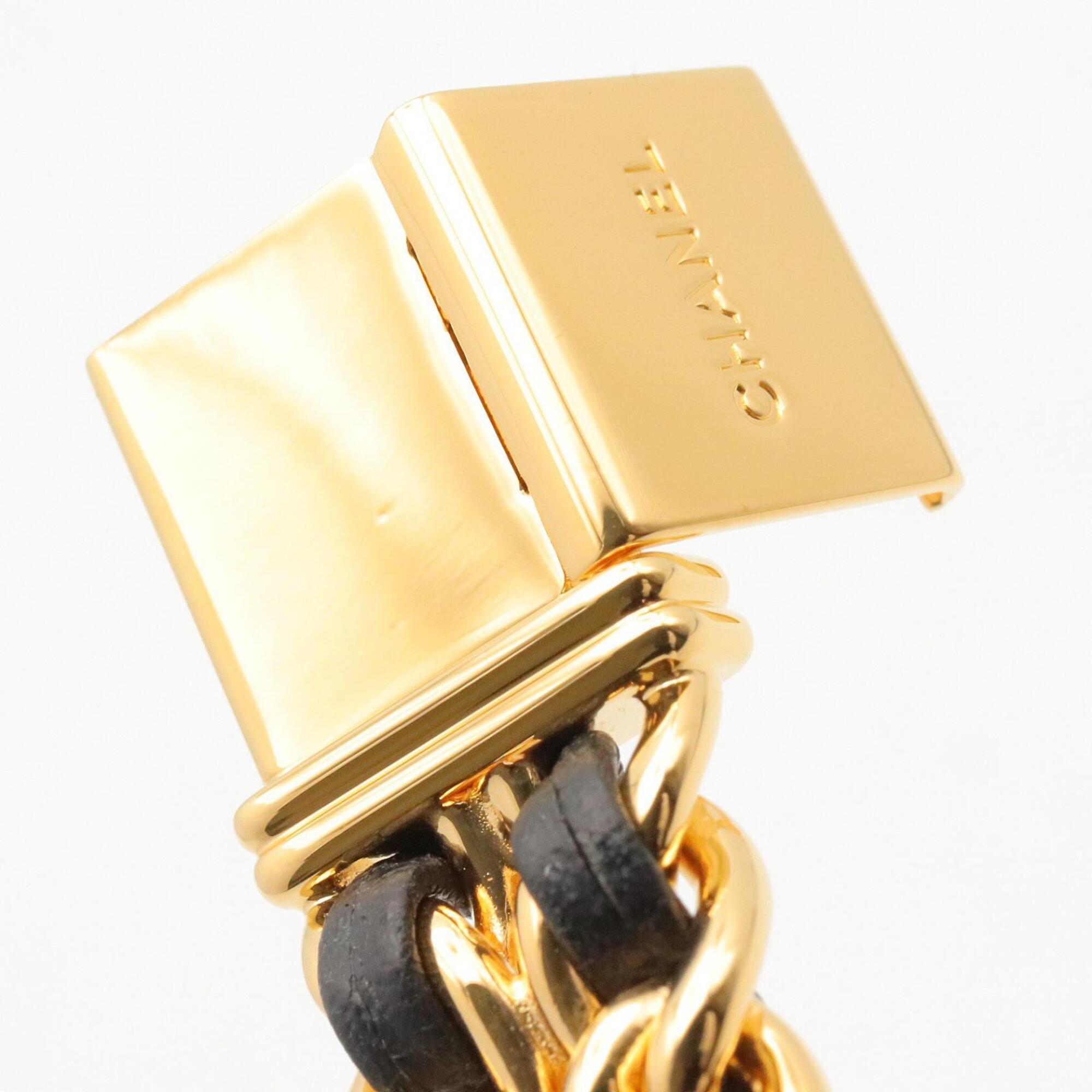 Chanel CHANEL Première M Wristwatch, Gold Plated (GP), Leather Strap, Women's, Black, H0001 — Very Good
