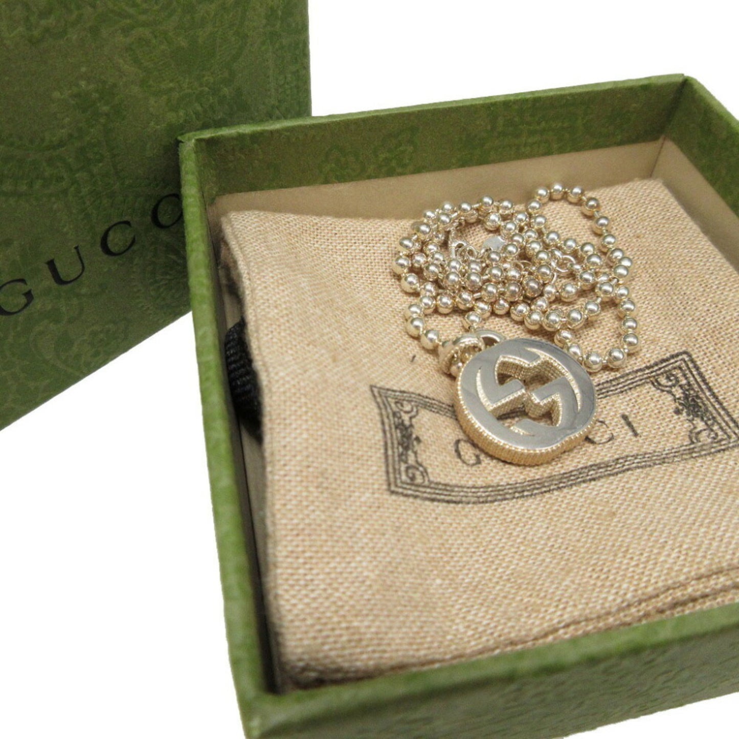 Gucci Interlocking G Ball Chain Silver 925 Necklace 0495GUCCI