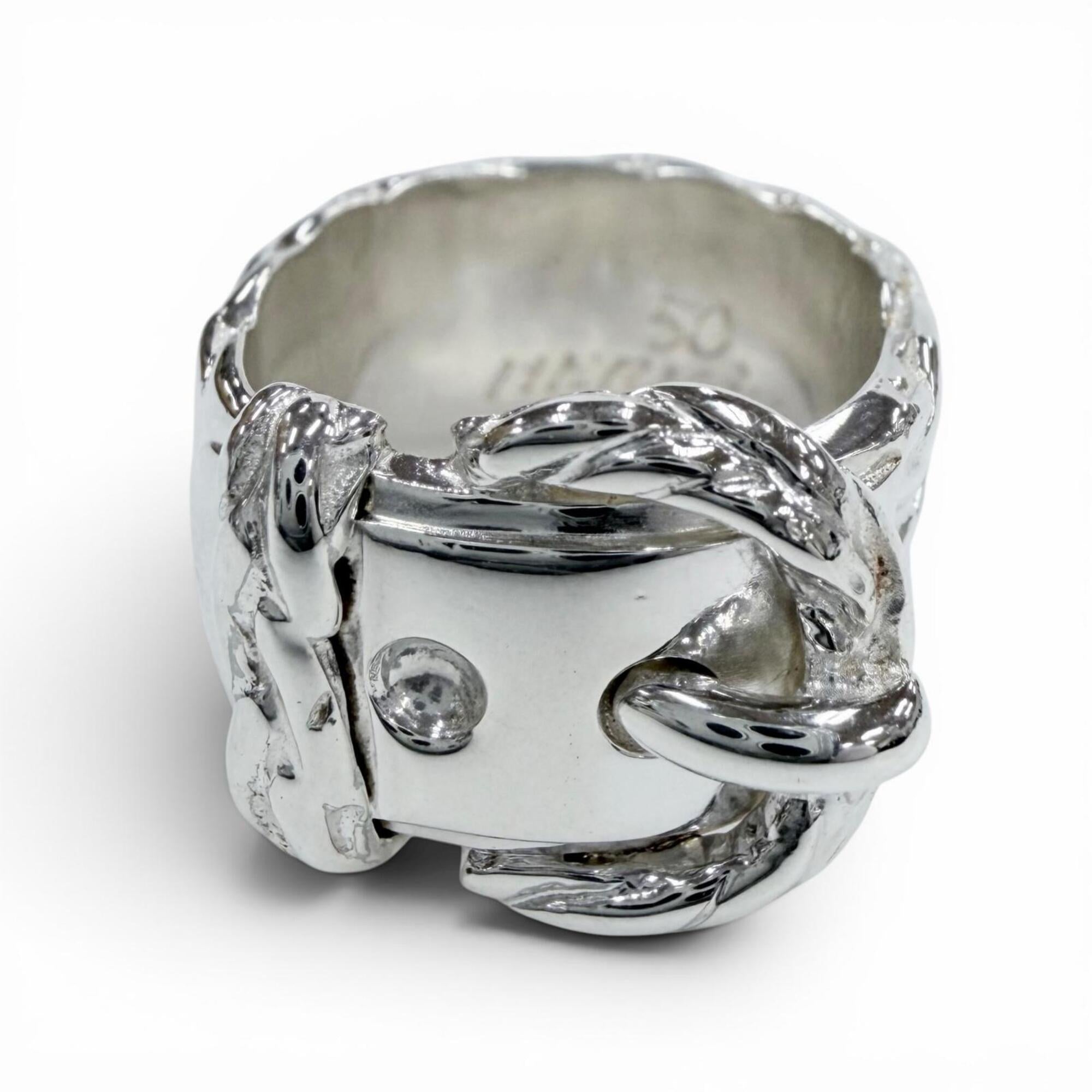 HERMES Vintage Diane Ring, 925 Sterling Silver, Weight 10.8g, Women's — Like New