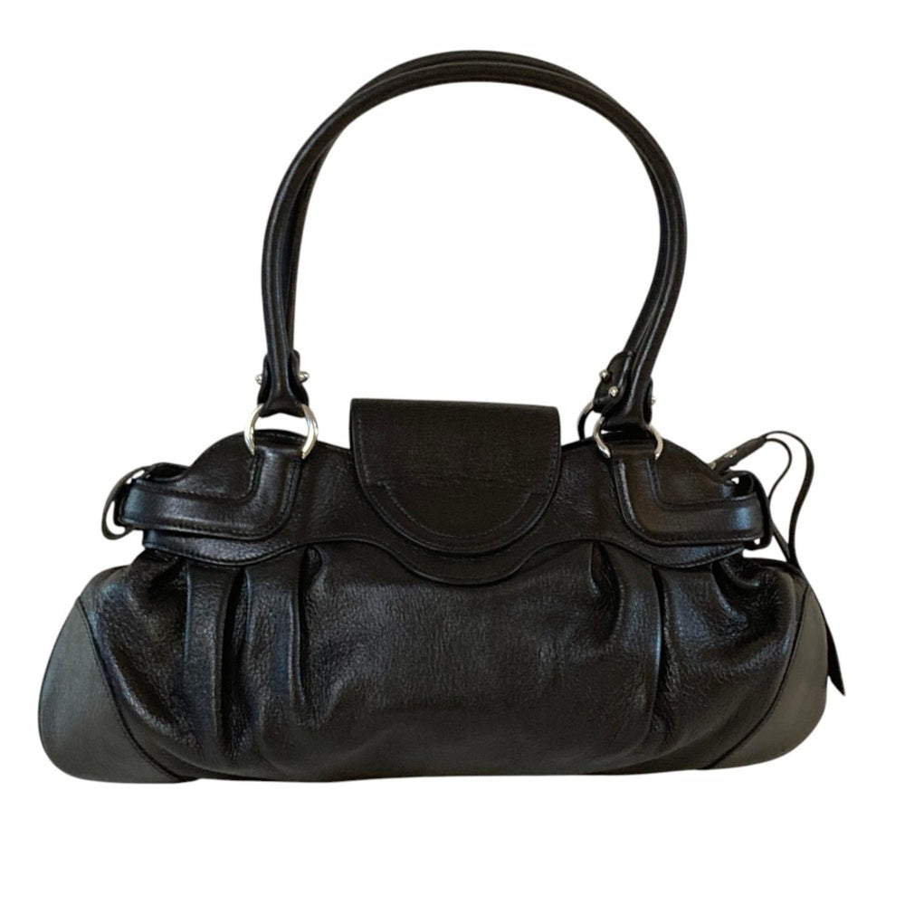 Salvatore Ferragamo Marissa Gancini Hardware Leather Handbag AU-21 6317 Black Women's — Like New
