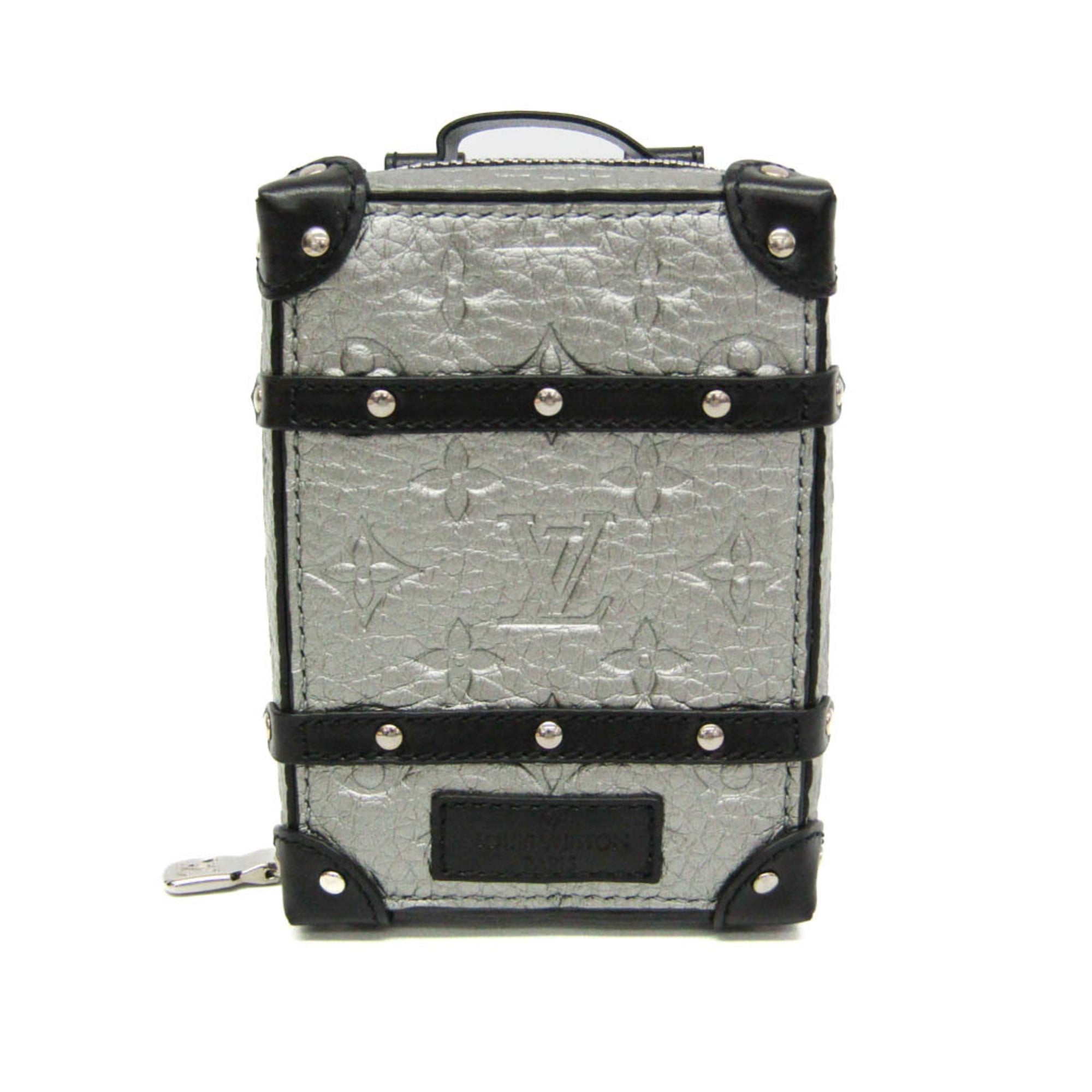 Louis Vuitton Leather Handbag Charm Silver,Black Pochette Soft Trunk Backpack M01392 — Like New