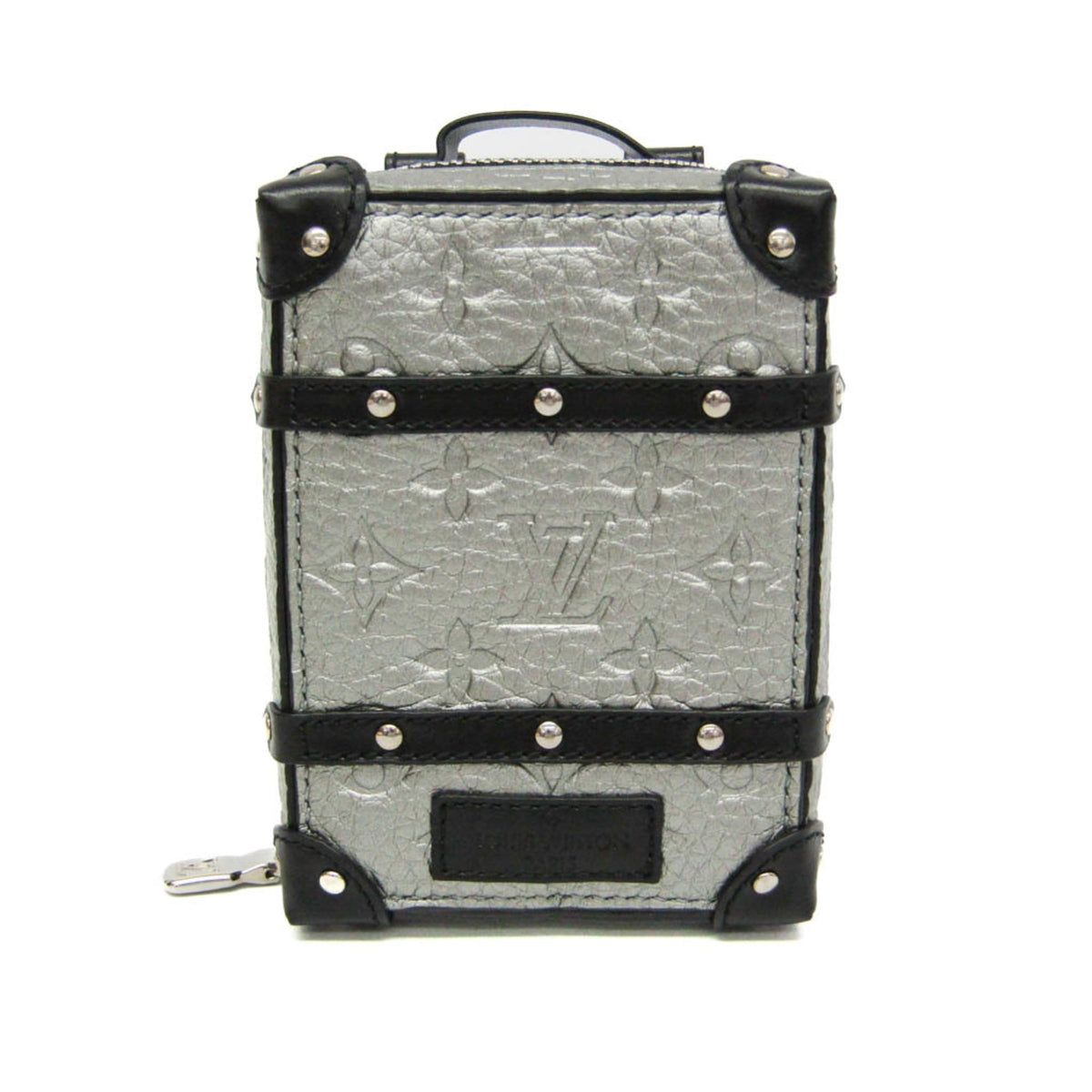 Louis Vuitton Leather Handbag Charm Silver,Black Pochette Soft Trunk Backpack M01392 — Like New