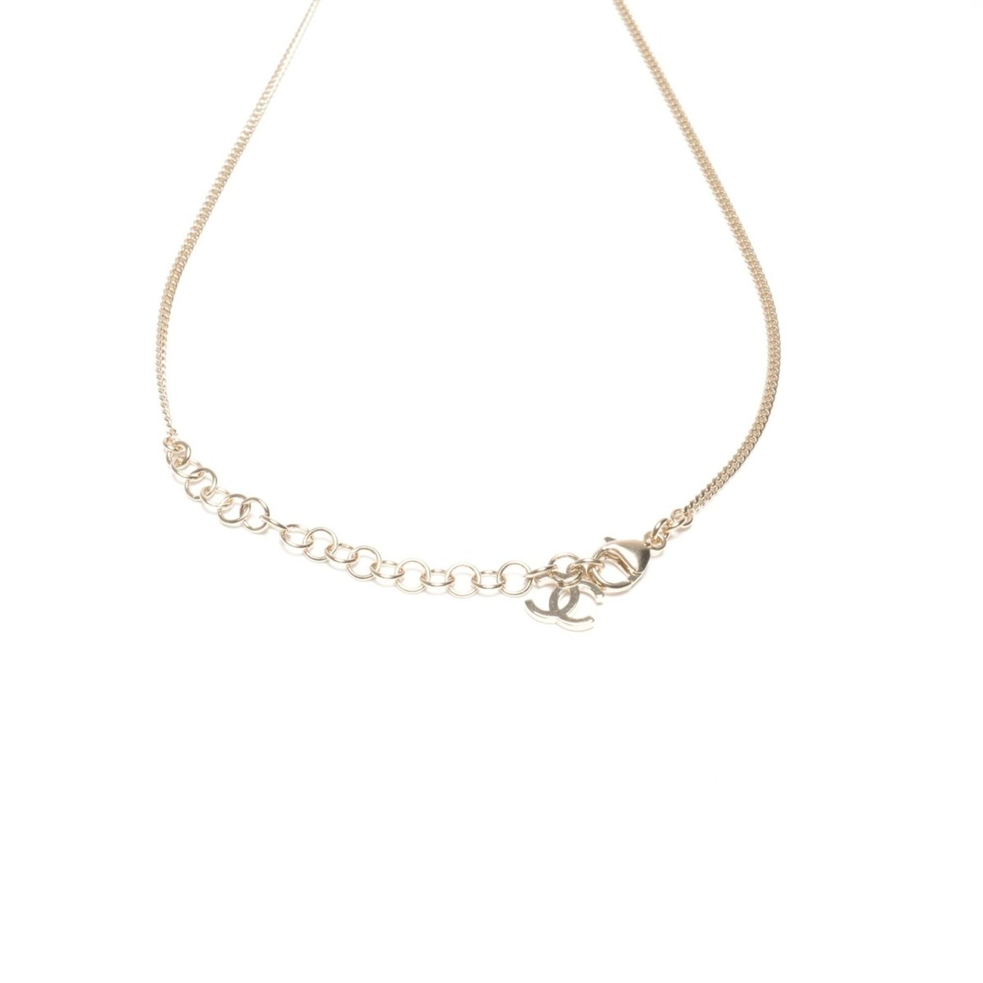 CHANEL C23B Coco Mark Heart Rhinestone Necklace Gold WS25122 — Like New