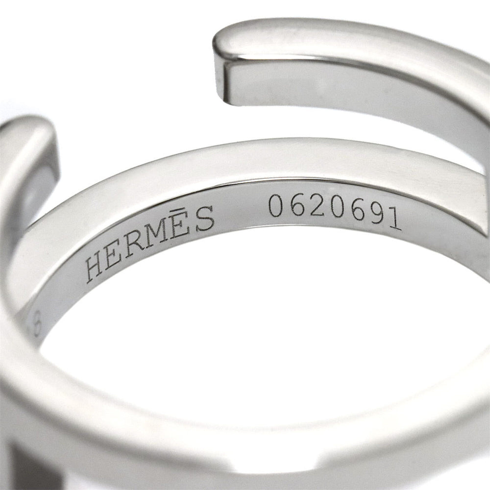 Hermes Ariane Chaine d'Ancre #48 Ring with Diamonds, 18K White Gold (750) — Like New