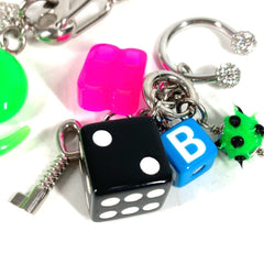 BALENCIAGA 806245 Dice BB Rhinestone Logo Pigalle Collector Accessories Earrings Plastic Metal Men's Women's Multicolor — Like New