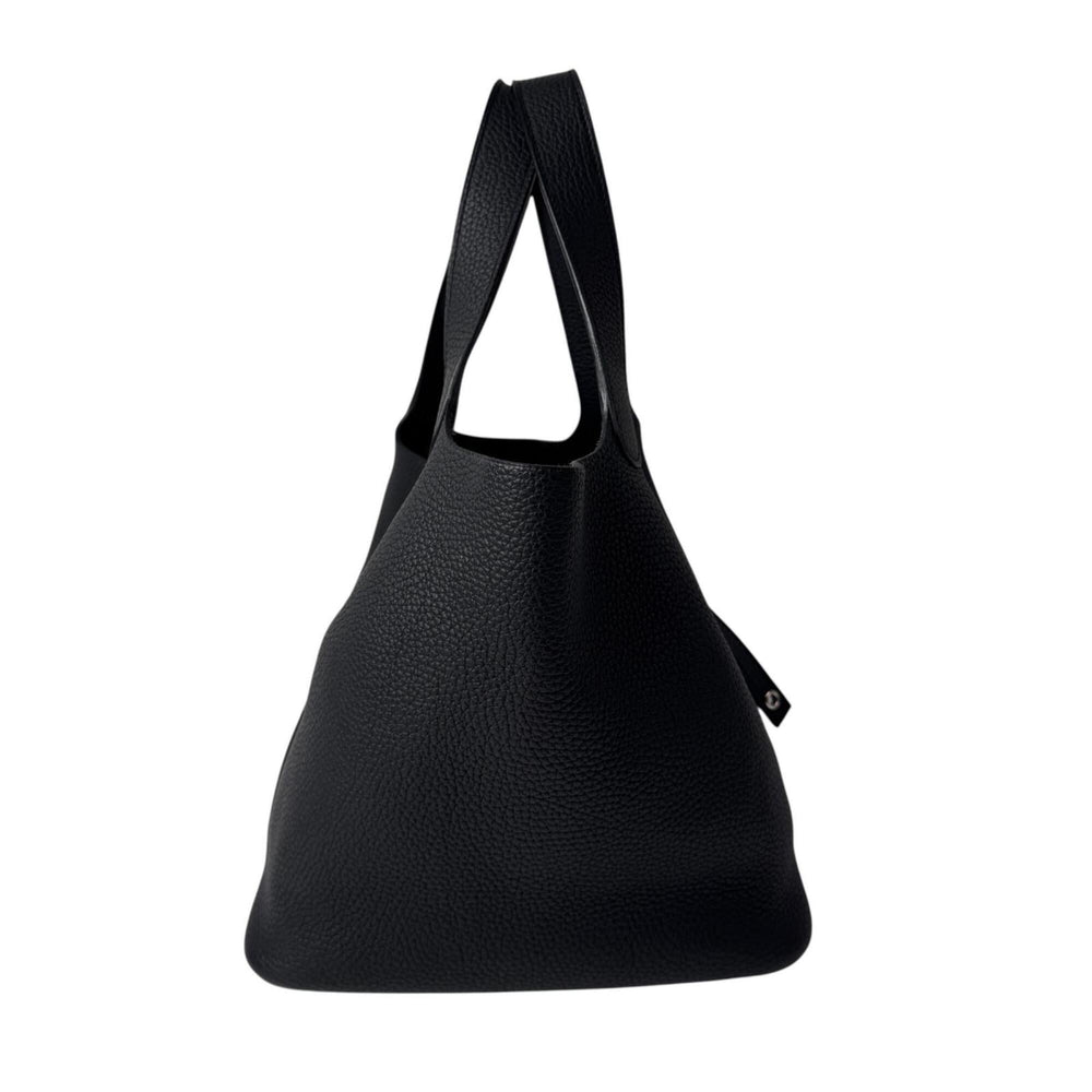 Hermes Picotin Lock MM Noir Black Taurillon Clemence Handbag A Stamp Women's — Like New