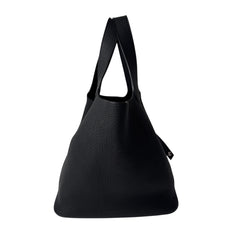 Hermes Picotin Lock MM Noir Black Taurillon Clemence Handbag A Stamp Women's — Like New