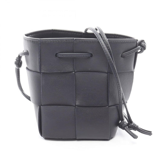 Bottega Veneta Cassette Mini Crossbody Bucket Shoulder Bag in Navy Leather