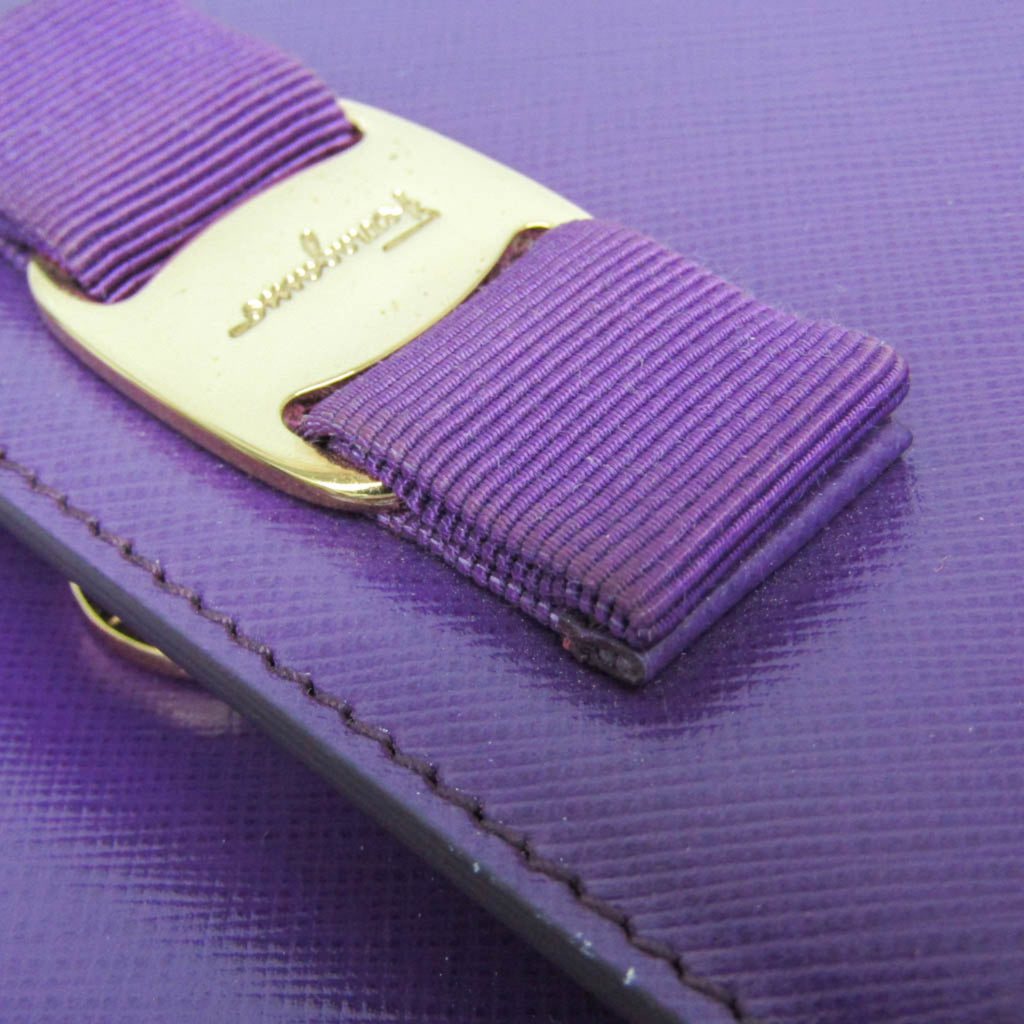 Salvatore Ferragamo Vara Chain Shoulder Bag AU 21 D855 Women's Leather Shoulder Bag Purple