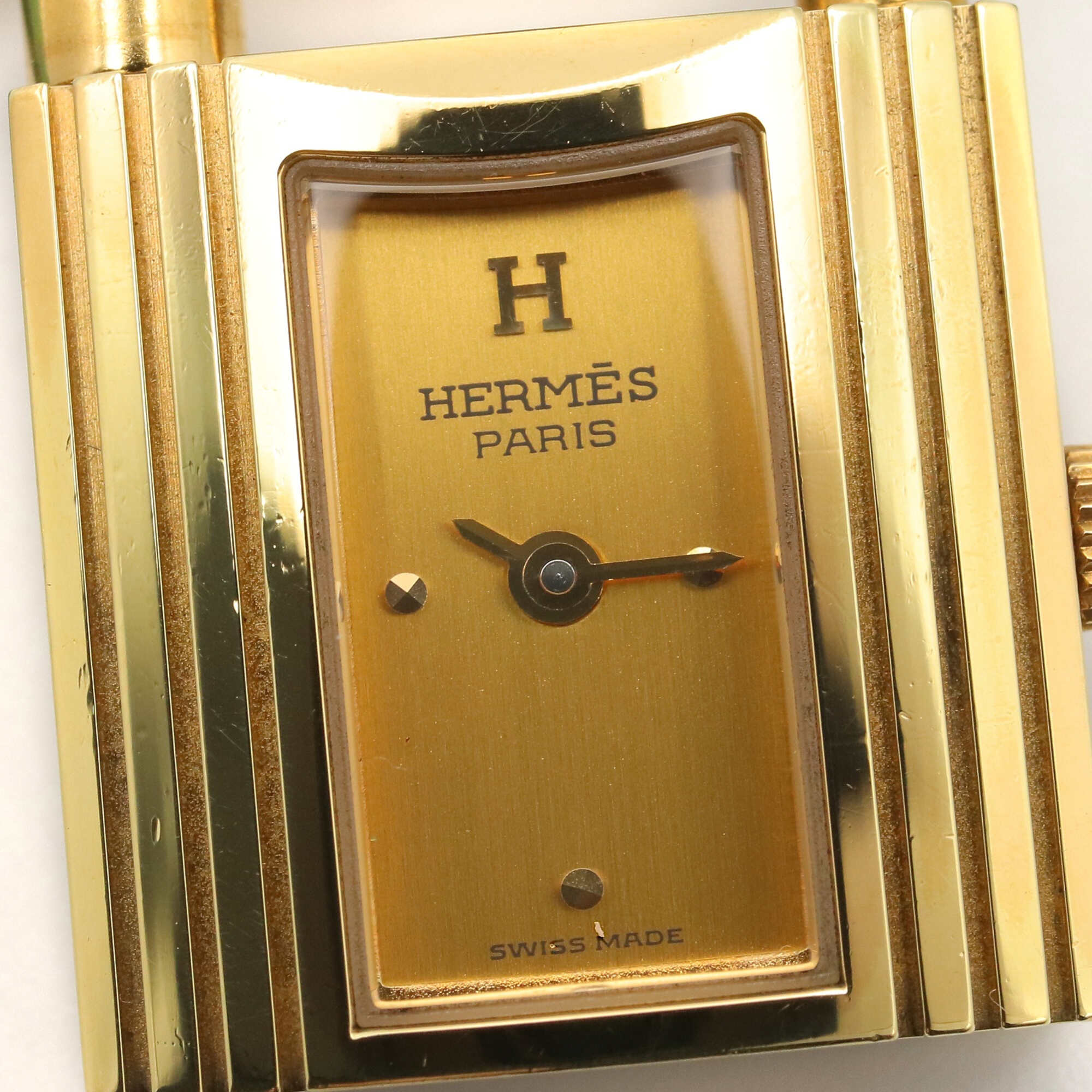 Hermes Kelly Watch, Gold Plated (GP), Leather Strap, Ladies' Champagne Color, KE1.201 — Very Good