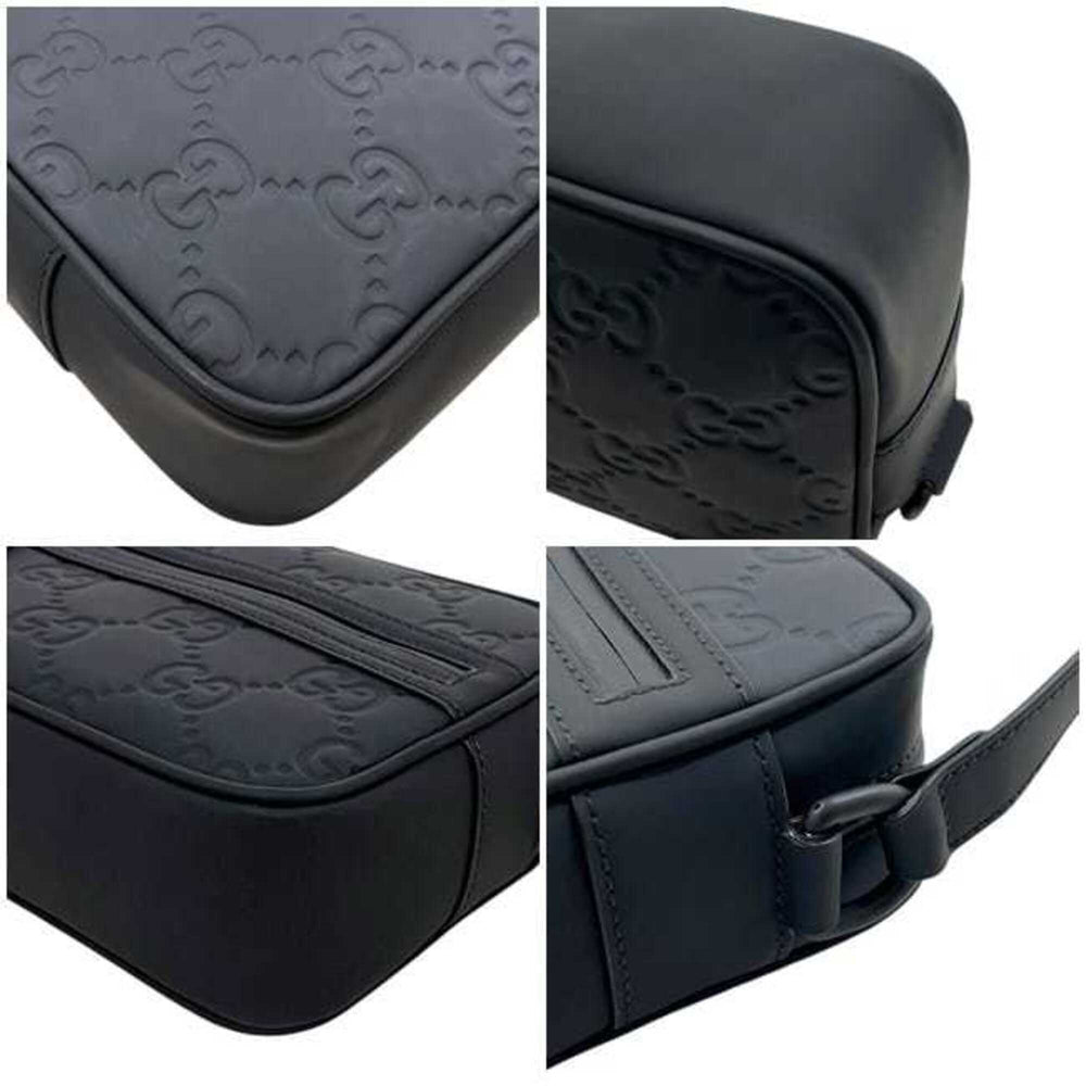 Gucci Shoulder Bag, Black GG 771321, Unused, Crossbody, Rubber Effect, 0416 GUCCI — Like New