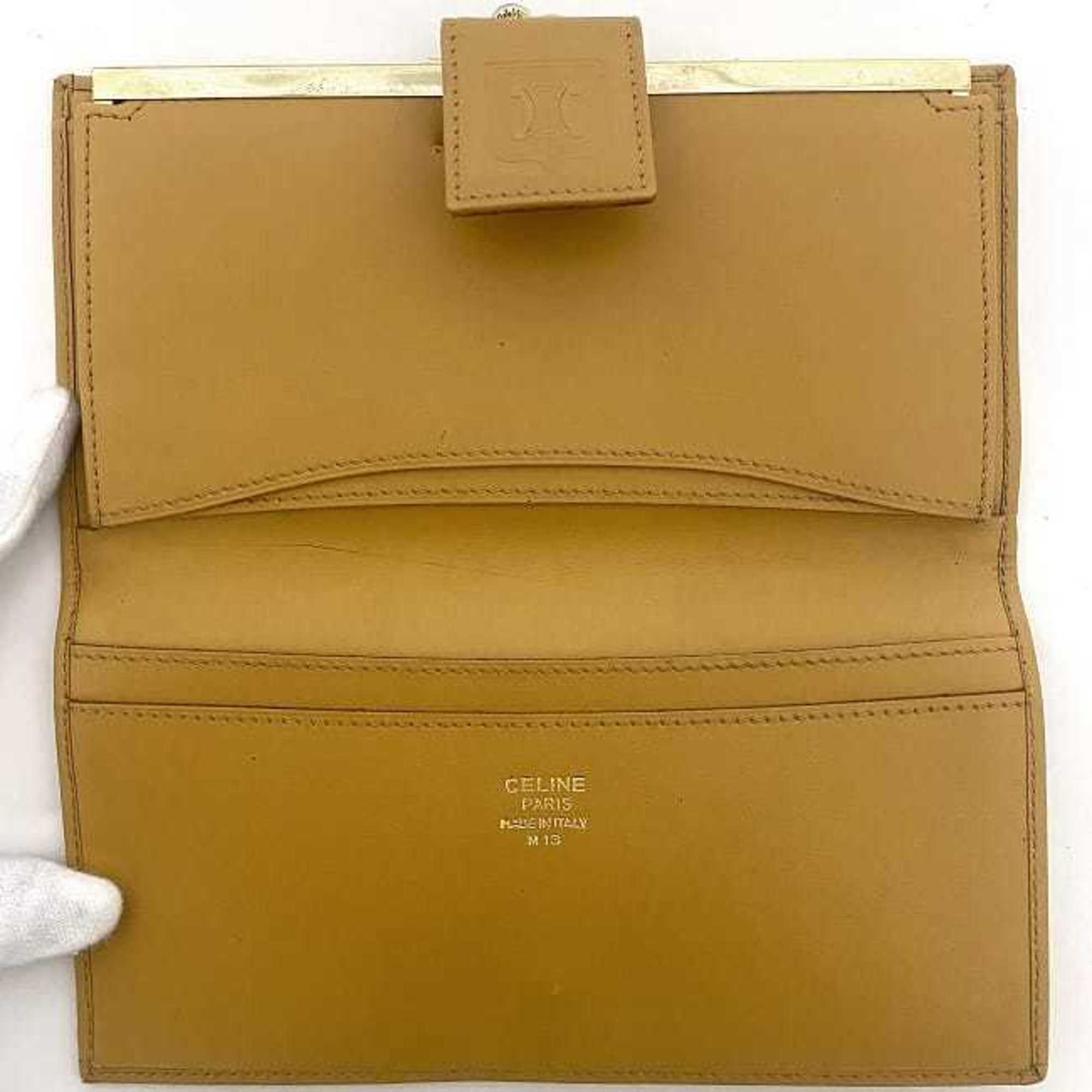 Celine Bi-fold Long Wallet ec-21985 Brown Beige Macadam PVC Leather M13 CELINE Folding