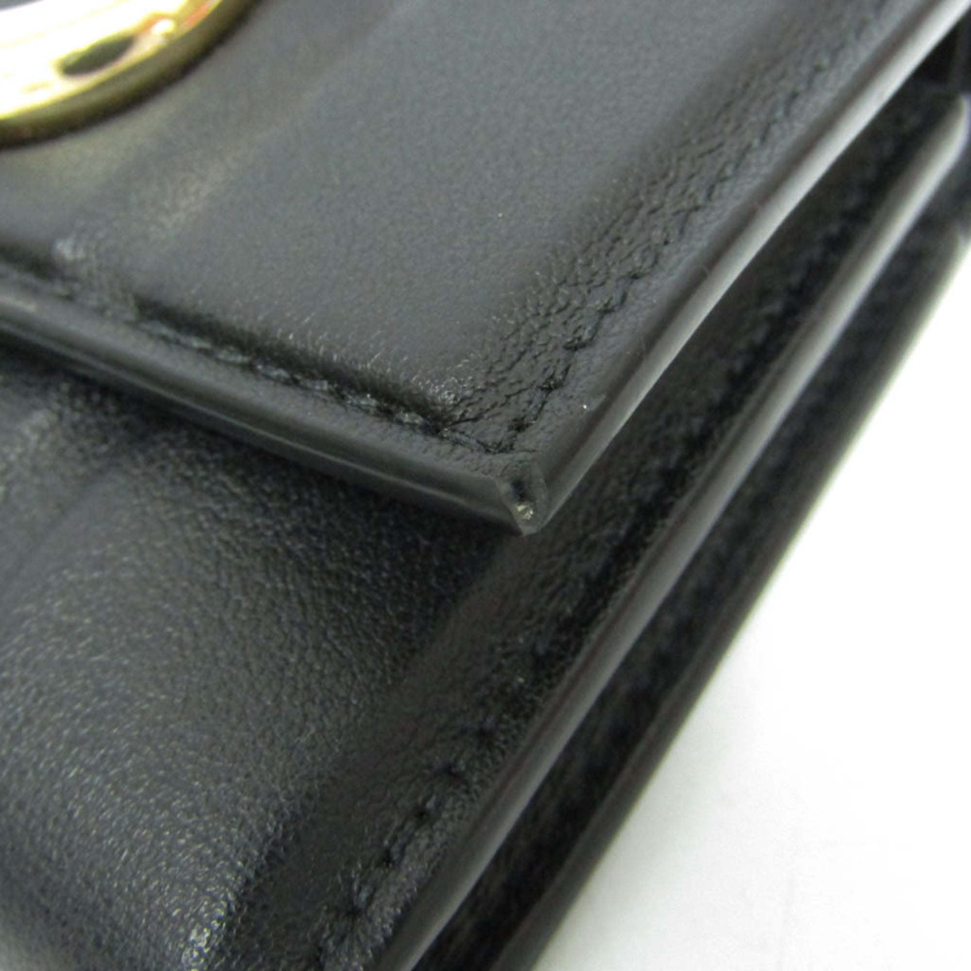 Salvatore Ferragamo Gancini IY 22 0445 Women's Leather Wallet (tri-fold) Black