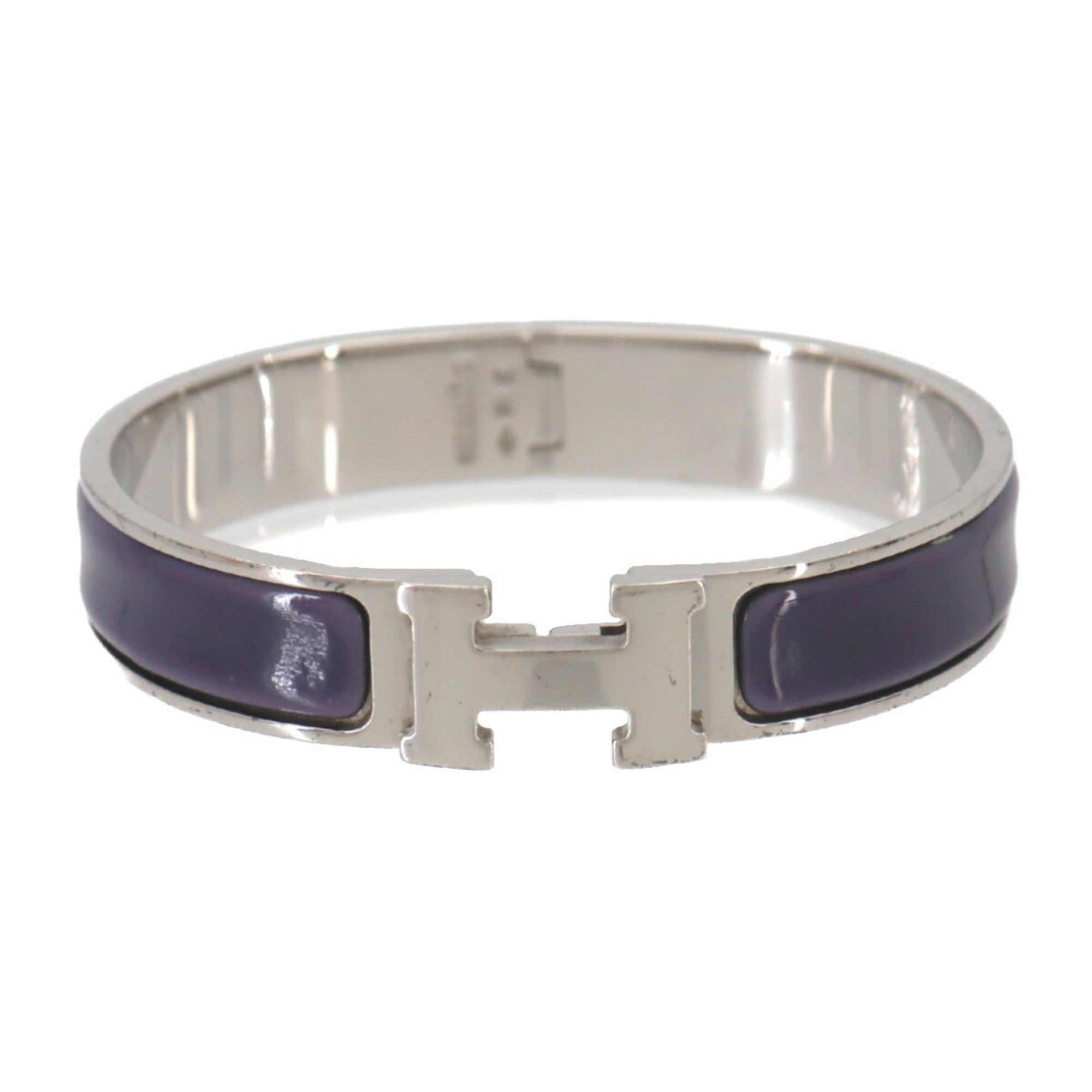 Hermes Clic H PM Bangle, Purple, Silver — Like New