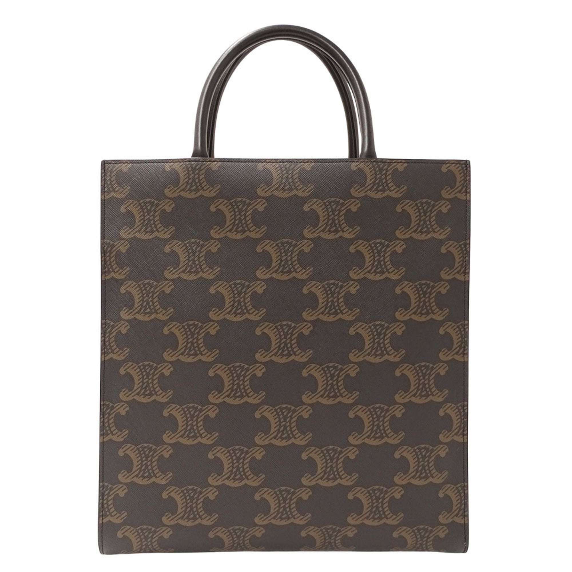 Celine Women's Tote/Shoulder Bag, Triomphe Canvas, Vertical Cabas, Medium, Black/Brown, Handbag/Shoulder Bag