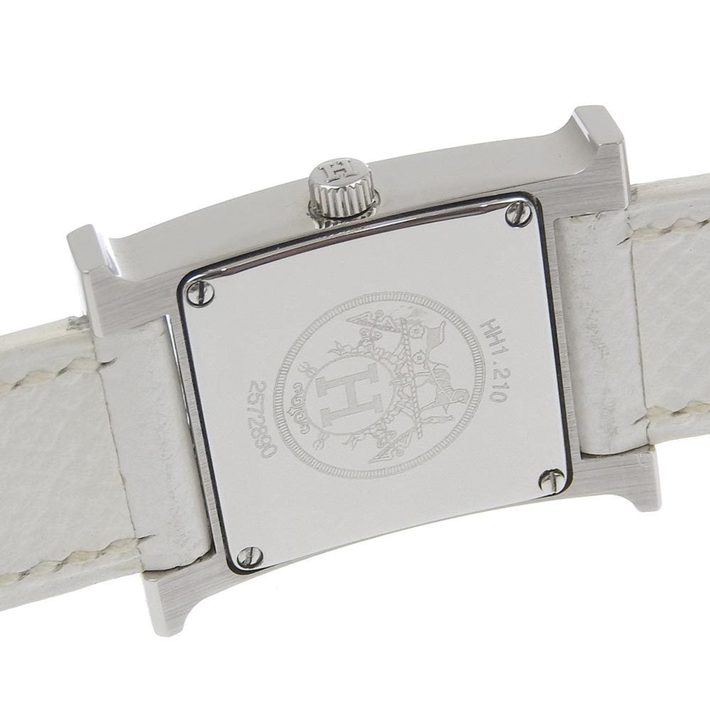 Hermes HERMES H Watch Wristwatch HH1.210 Stainless Steel x Leather 2005 Quartz Analog Display White Dial Ladies — Very Good