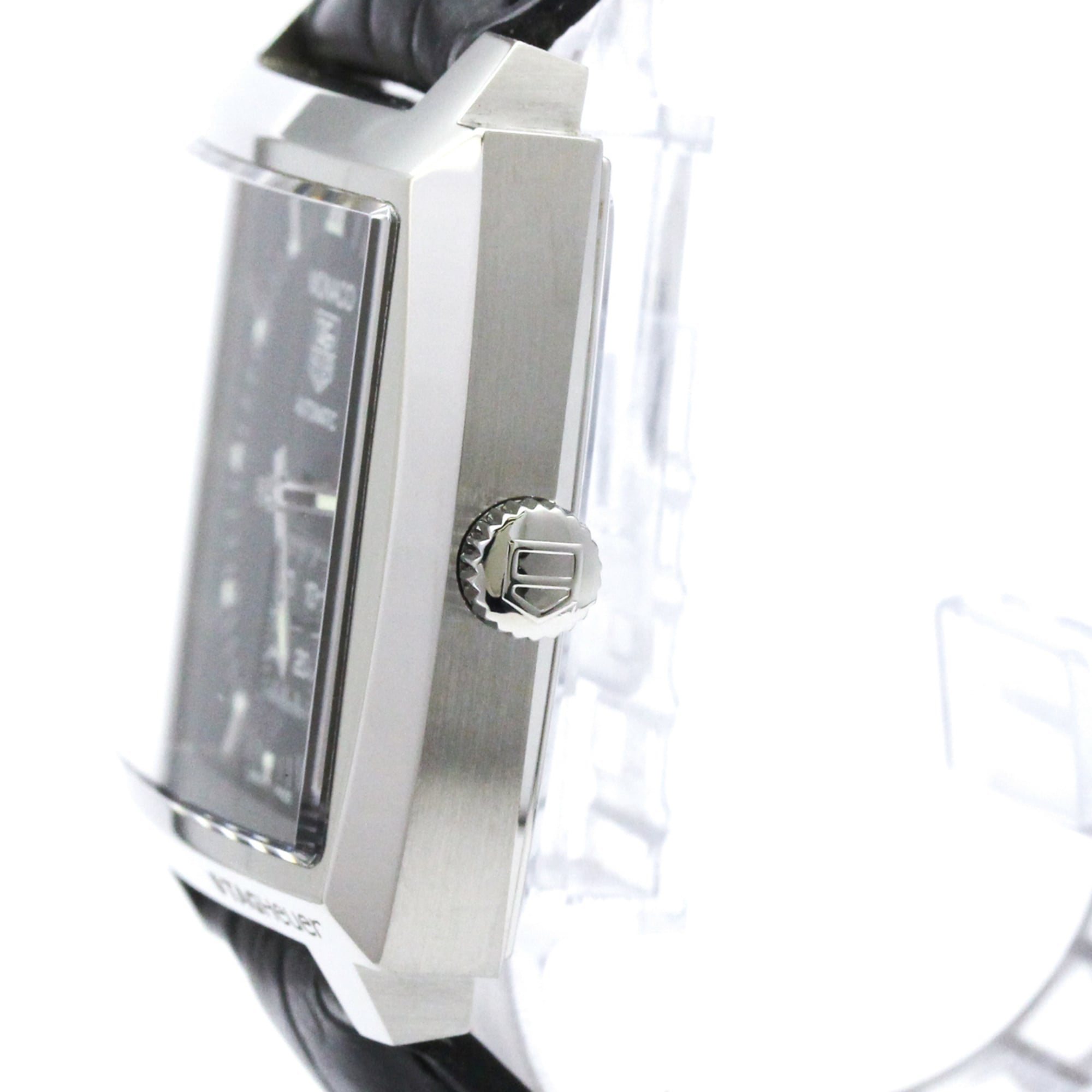 TAG Heuer Monaco Steel Leather Automatic Mens Watch WW2110 Polished — Very Good