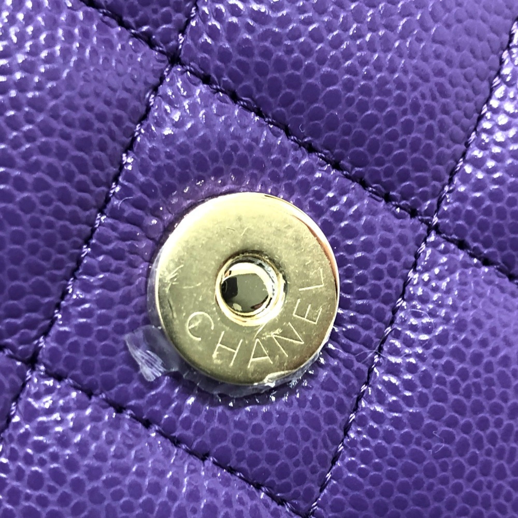 CHANEL A33814 CC Coco Mark Matelasse Chain Wallet Shoulder Bag Caviar Skin Women's Purple — New - Store Return