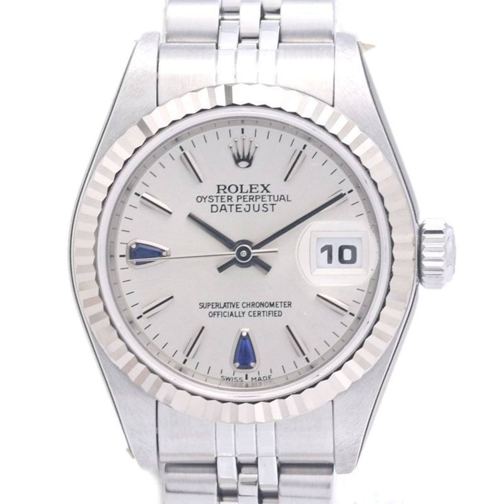 ROLEX Datejust Sapphire 2P 79174 Women's Watch 18K White Gold x Stainless Steel 40301 — Like New