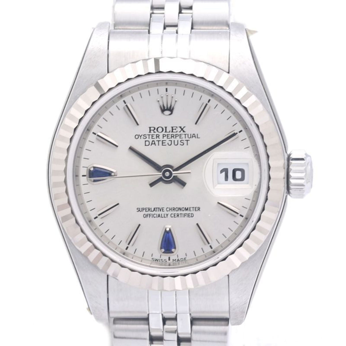 ROLEX Datejust Sapphire 2P 79174 Women's Watch 18K White Gold x Stainless Steel 40301 — Like New
