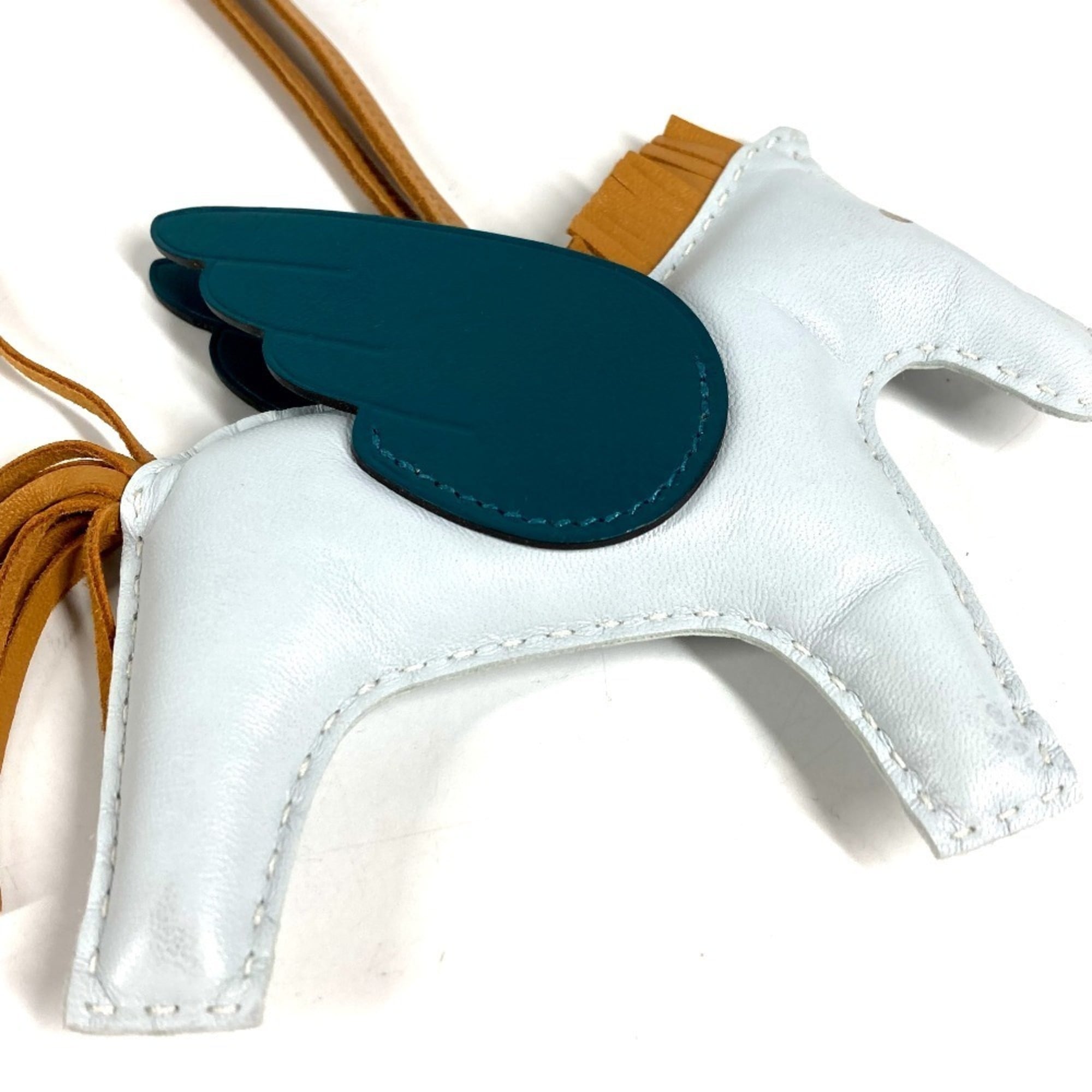 HERMES Horse Keychain Cheval Rodeo Pegasus MM Accessory Bag Charm Agneau Milo Men's Women's Blue Like New — Like New