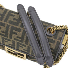FENDI Zucca Baguette Chain Medium Shoulder Bag, Nylon Jacquard x Leather, Women's, 8BR793 AKBZ F1EM3 KM3158 — New - Store Return
