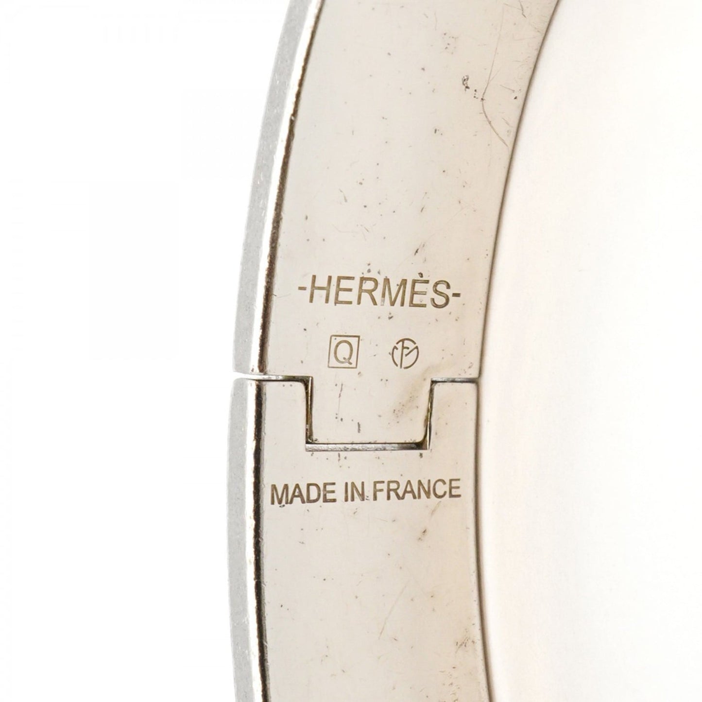 Hermes Click Cluck PM Bangle in Metal and White for Women