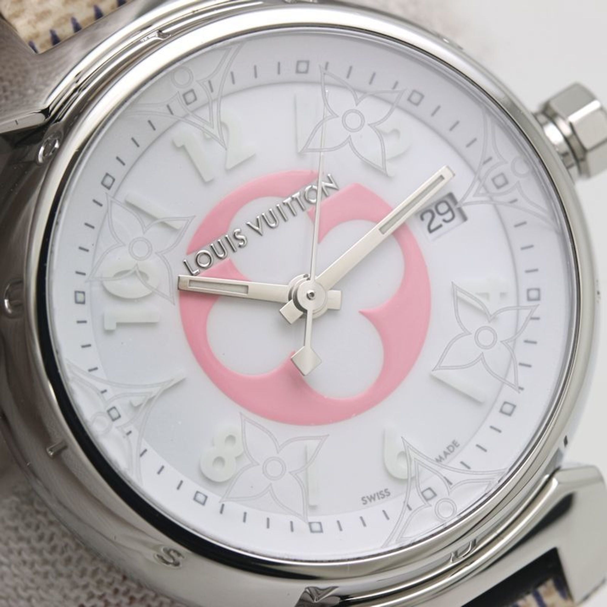 LOUIS VUITTON Tambour PM Azur 28mm QA007Z Japan Exclusive Women's Watch 40162 — Very Good