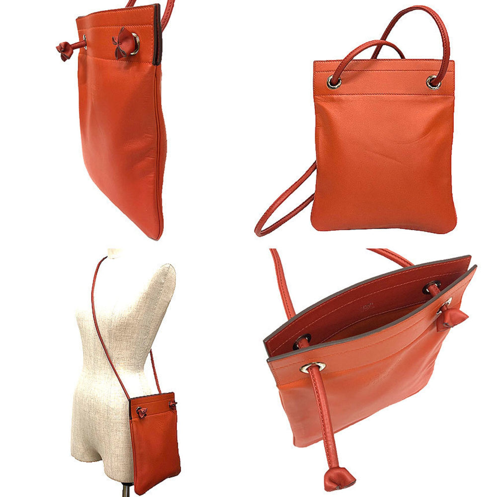 HERMES Sac Aline Mini Shoulder Bag, Milo Lambskin, Terracotta, Leather Pochette, Aline, Hermes — Like New